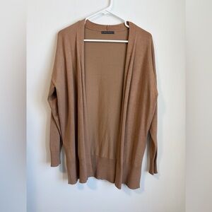 Suzy Shier Brown Tan Long Open Knit Cardigan Size M
